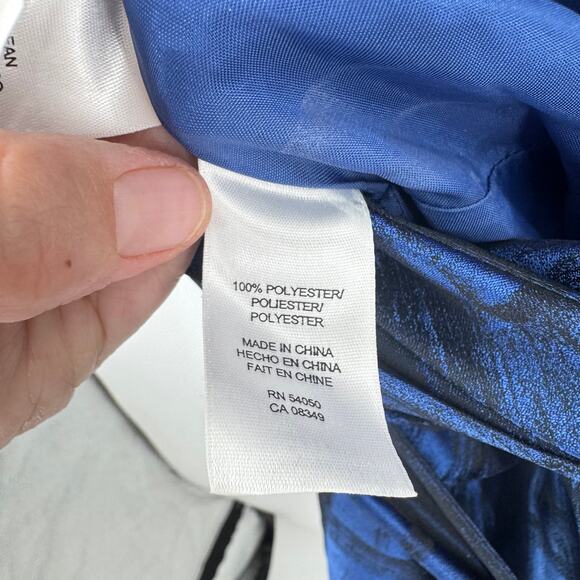 Anne Klein Blue Plaid Fit & Flare Belted Midi Dress Cap Sleeve Faux Wrap Size 2 - Picture 8 of 11